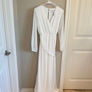 Chic Long Sleeve White Dress